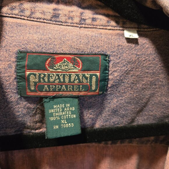 Vintage Greatland Apparel Cotton Acid Wash Button Front Shirt Men's XL - Picture 3 of 8